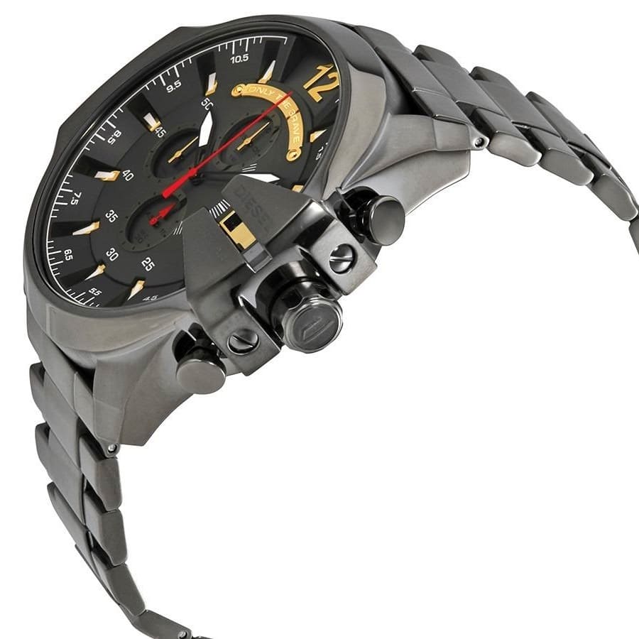 Diesel Mega Chief Chronograph Grey Dial Grey Steel Strap Watch For Men - DZ4421 Buy Now By Diesel