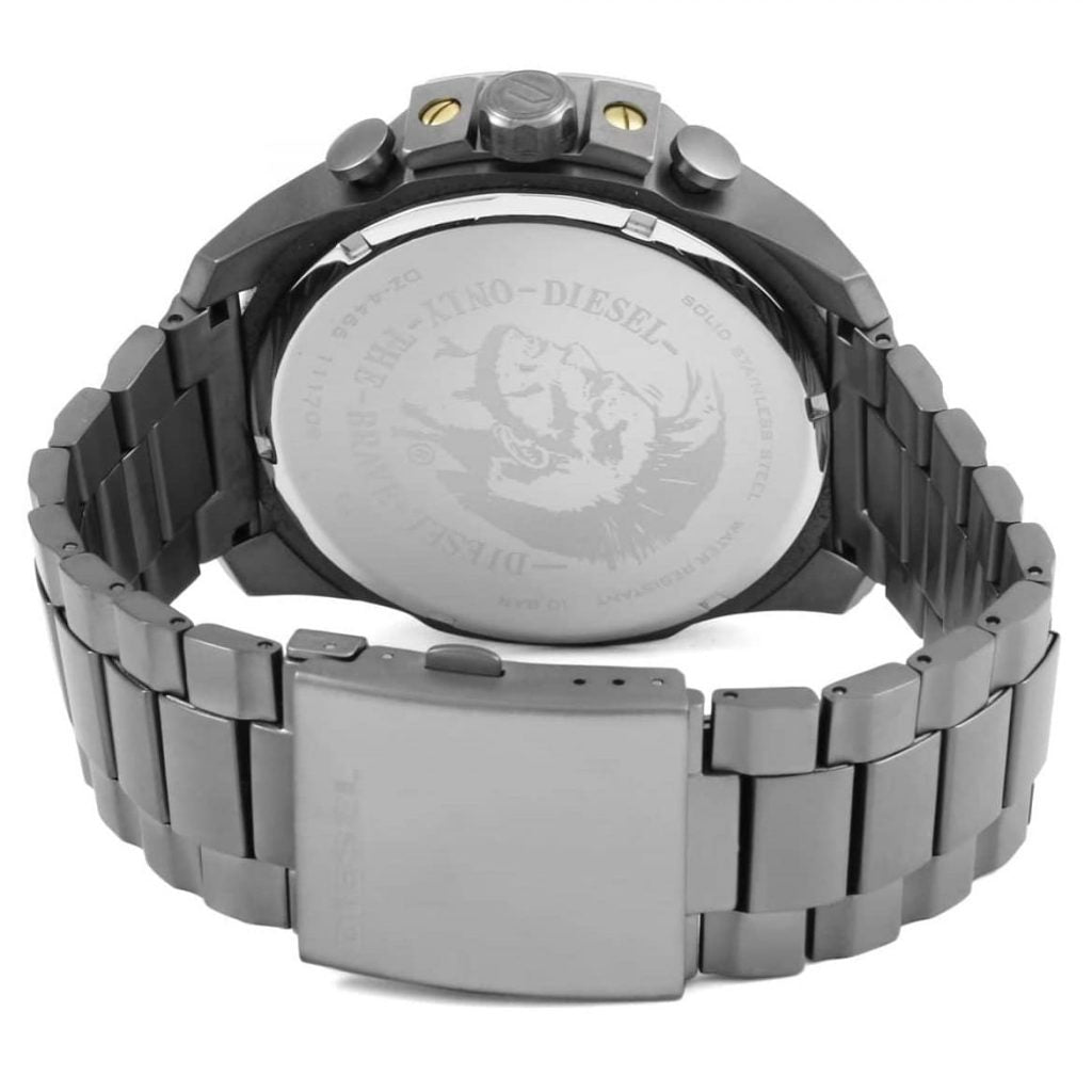 Diesel Mega Chief Chronograph Grey Dial Grey Steel Strap Watch For Men - DZ4421 Buy Now By Diesel