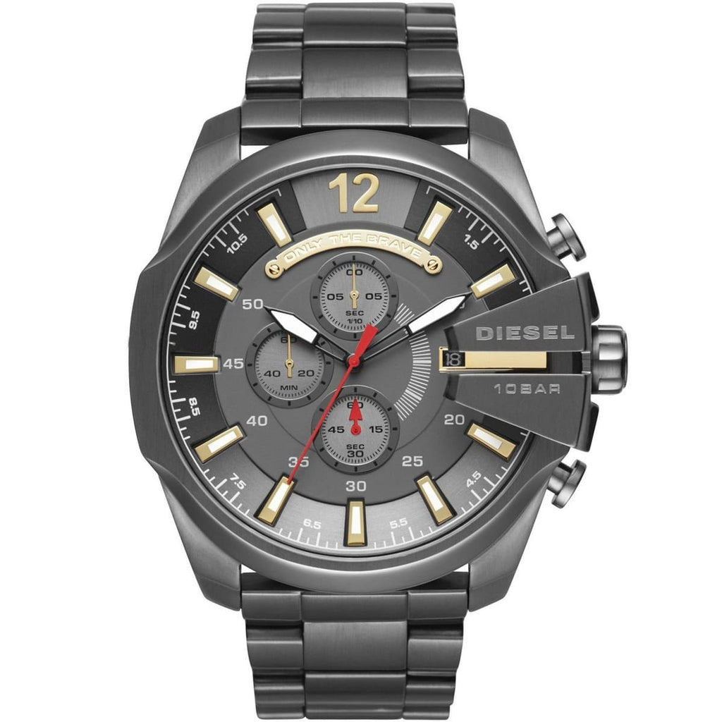 Diesel Mega Chief Chronograph Grey Dial Grey Steel Strap Watch For Men - DZ4421 Buy Now By Diesel
