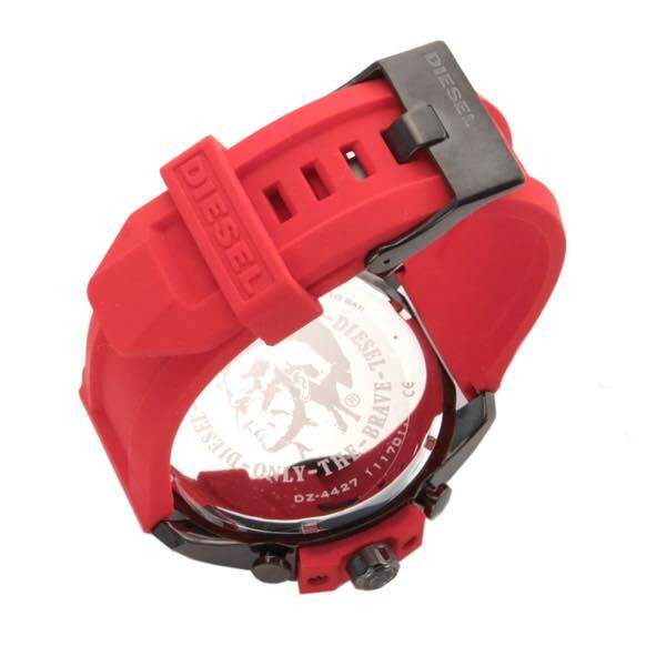Diesel Mega Chief Chronograph Black Dial Red Silicone Strap Watch For Men - DZ4427 Buy Now By Diesel
