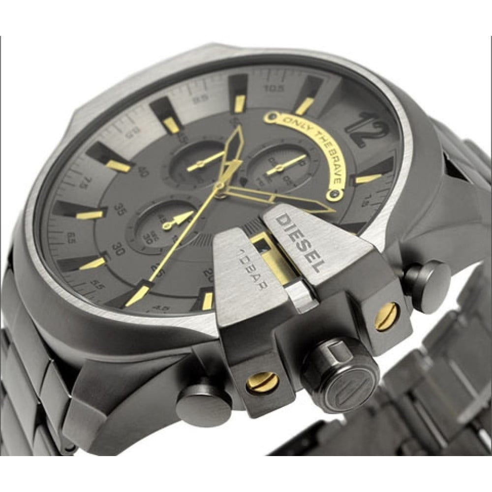 Diesel Mega Chief Chronograph Grey Dial Grey Steel Strap Watch For Men - DZ4466 Buy Now By Diesel