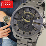 Diesel Mega Chief Chronograph Grey Dial Grey Steel Strap Watch For Men - DZ4466 Buy Now By Diesel