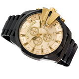 Diesel Mega Chief Chronograph Gold Dial Black Steel Strap Watch For Men - DZ4485 Buy Now By Diesel