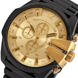 Diesel Mega Chief Chronograph Gold Dial Black Steel Strap Watch For Men - DZ4485 Buy Now By Diesel