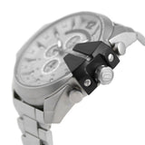 Diesel Mega Chief Chronograph Silver Dial Silver Steel Strap Watch For Men - DZ4501 Buy Now By Diesel