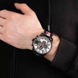 Diesel Mega Chief Chronograph Silver Dial Black Leather Strap Watch For Men - DZ4512 Buy Now By Diesel