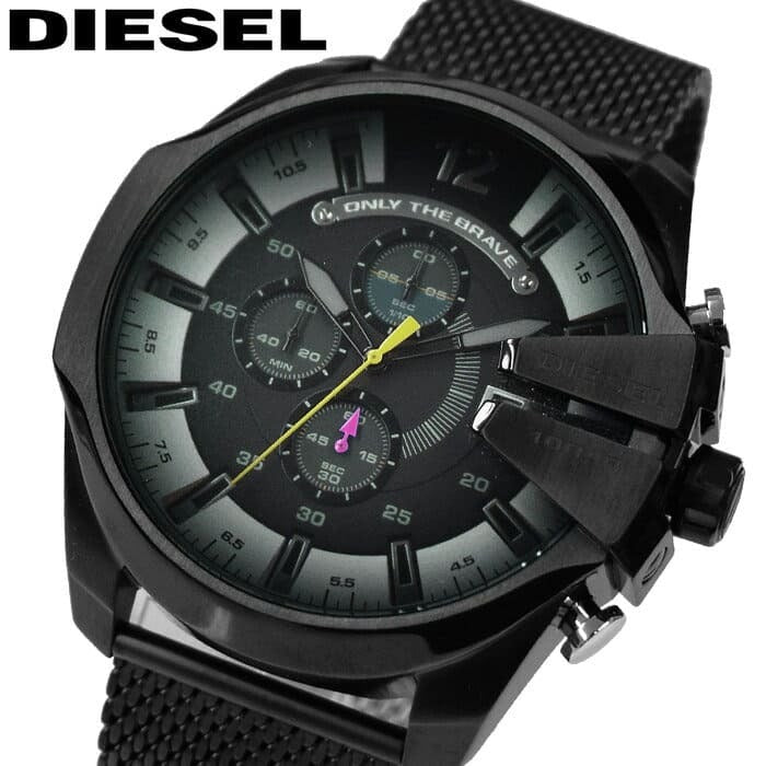 Diesel Mega Chief Chronograph Black Dial Black Mesh Bracelet Watch For Men - DZ4514 Buy Now By Diesel