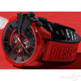 Diesel Mega Chief Chronograph Black Dial Red Rubber Strap Watch For Men - DZ4526 Buy Now By Diesel