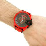 Diesel Mega Chief Chronograph Black Dial Red Rubber Strap Watch For Men - DZ4526 Buy Now By Diesel