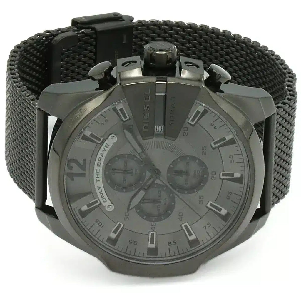 Diesel Mega Chief Chronograph Black Dial Black Mesh Strap Watch For Men - DZ4527 Buy Now By Diesel