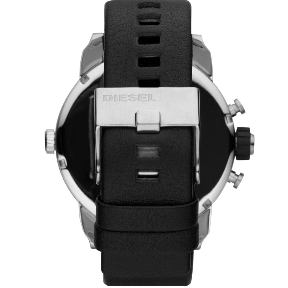 Diesel Little Daddy Black Dial Black Leather Strap Watch For Men - DZ7256 Buy Now By Diesel