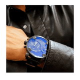 Diesel Little Daddy Blue Dial Black Leather Strap Watch For Men - DZ7257 Buy Now By Diesel