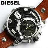 Diesel SBA Dual Time Black Dial Brown Leather Strap Watch For Men - DZ7264 Buy Now By Diesel