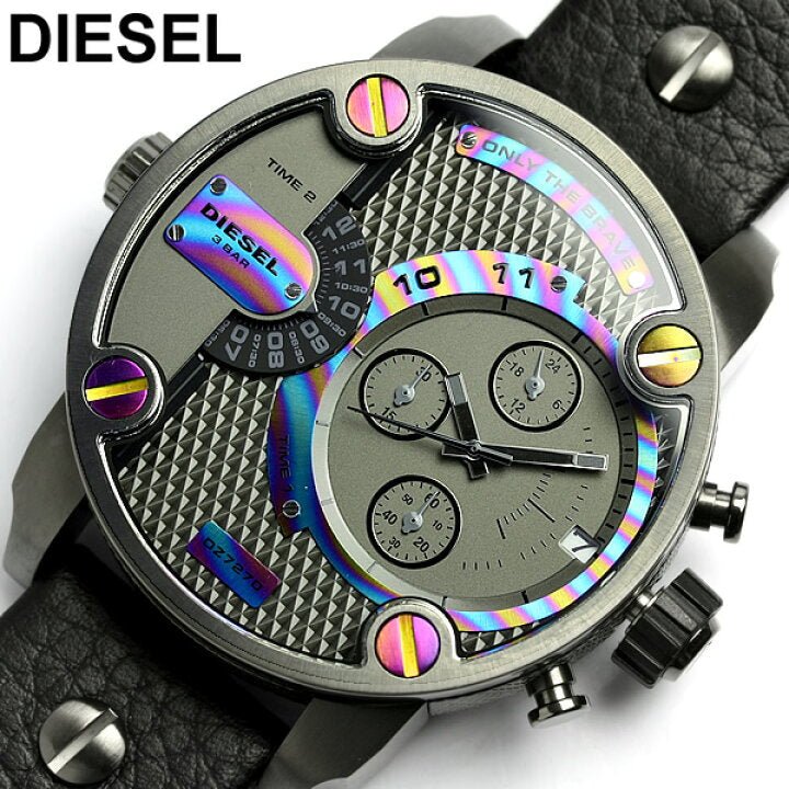 Diesel Badass Chronograph Anthracite Dial Black Leather Strap Watch For Men - DZ7270 Buy Now By Diesel