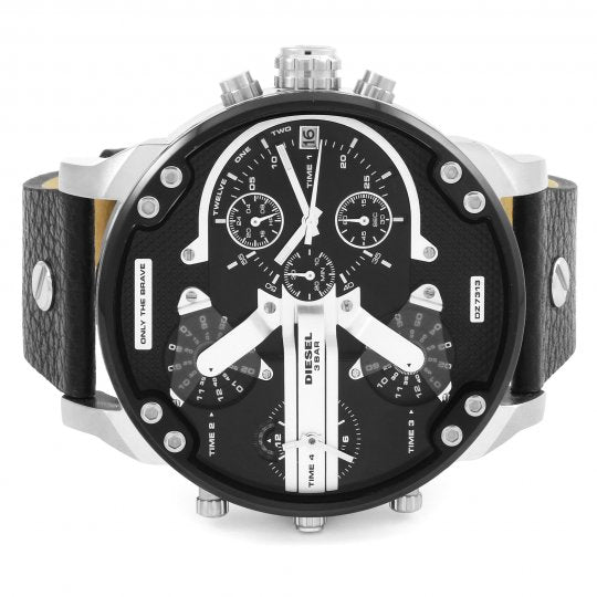 Diesel Mr Daddy Chronograph Black Dial Black Leather Strap Watch For Men - DZ7313 Buy Now By Diesel