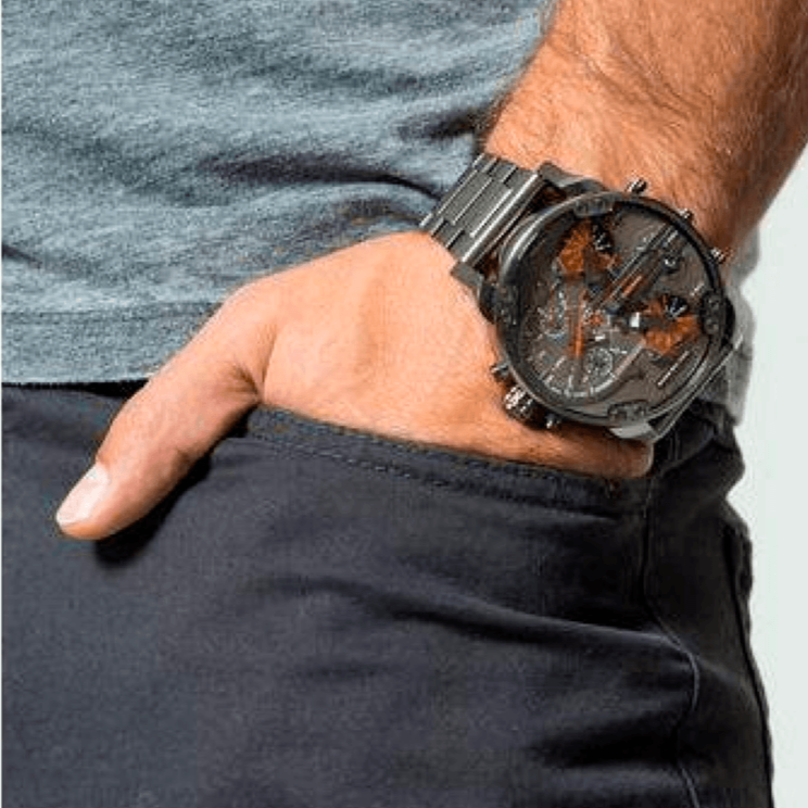 Diesel Mr Daddy 2.0 Chronograph Grey Dial Grey Steel Strap Watch For Men - DZ7315 Buy Now By Diesel