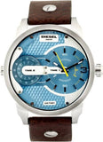 Diesel Mini Daddy LIght Blue Dial Brown Leather Strap Watch For Men - DZ7321 Buy Now By Diesel