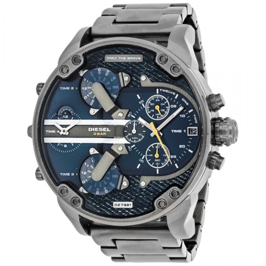 Diesel Big Daddy 2.0 Chronograph Blue Dial Grey Steel Strap Watch For Men - DZ7331 Buy Now By Diesel