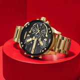 Diesel Mr Daddy 2.0 Chronograph Black Dial Gold Steel Strap Watch For Men - DZ7333 Buy Now By Diesel