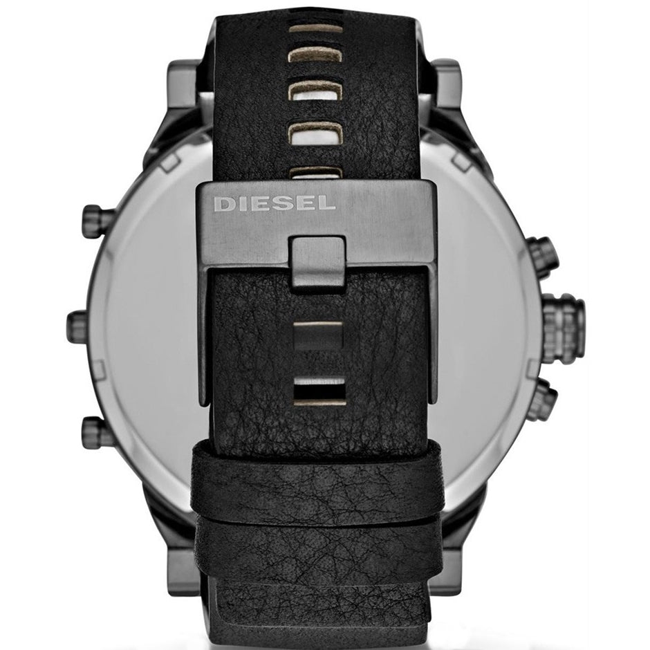 Diesel Mr Daddy 2.0 Chronograph Black Dial Black Leather Strap Watch For Men - DZ7350 Buy Now By Diesel