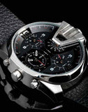Diesel Uber Chief Oversized 4 Time Black Dial Leather Strap Watch For Men - DZ7376 Buy Now By Diesel