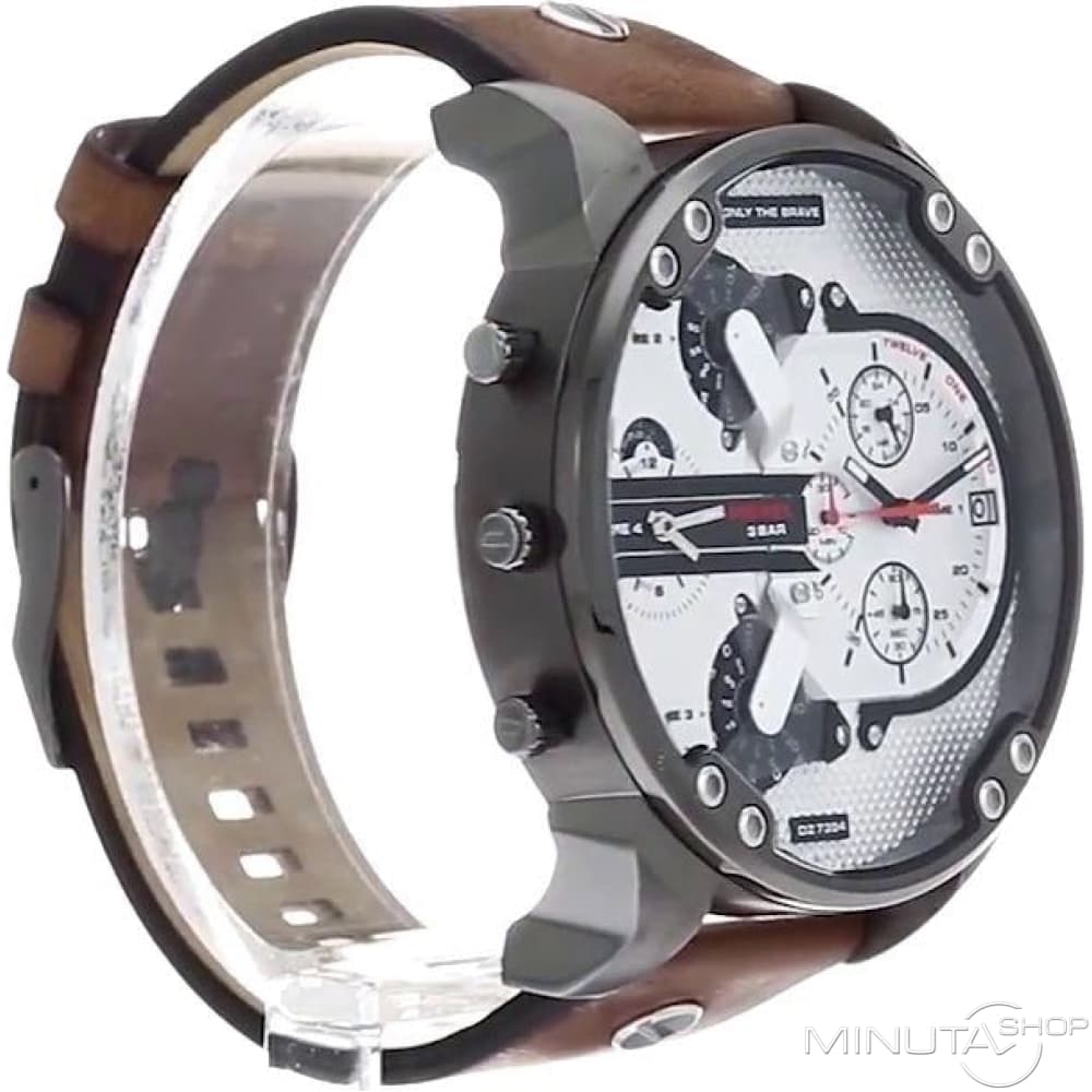 Diesel Mr. Daddy 2.0 Chronograph Silver Dial Brown Leather Strap Watch For Men - DZ7394 Buy Now By Diesel