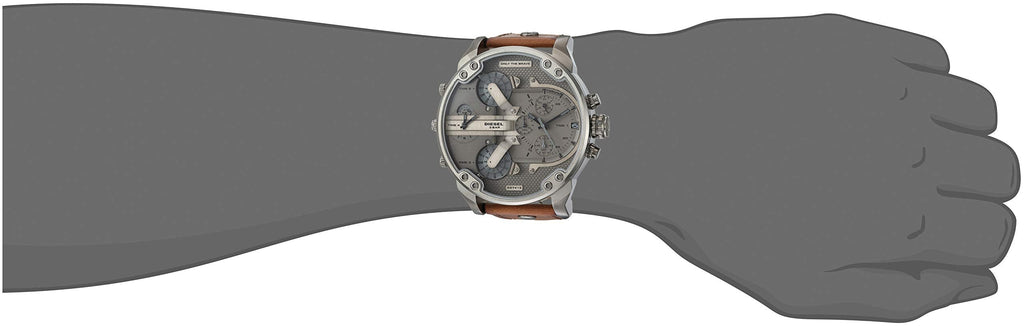 Diesel Mr Daddy Chronograph Grey Dial Brown Leather Strap Watch For Men - DZ7413 Buy Now By Diesel