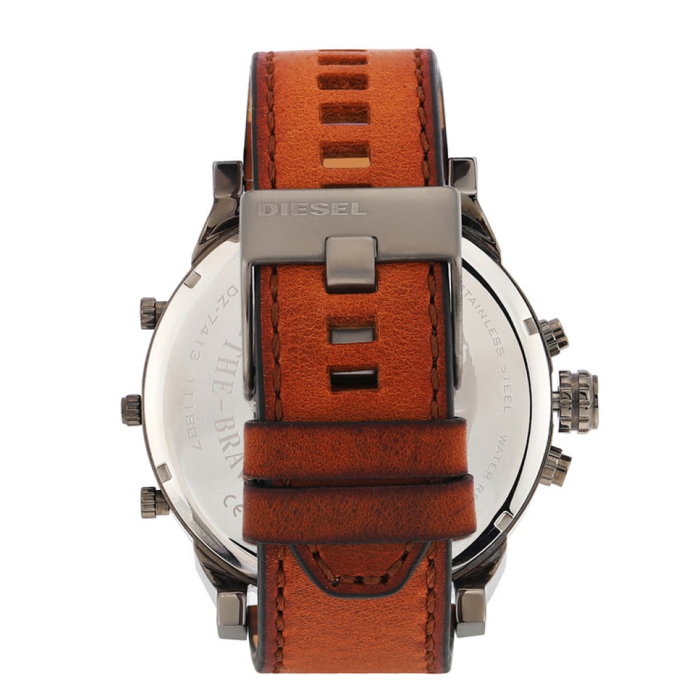 Diesel Mr Daddy Chronograph Grey Dial Brown Leather Strap Watch For Men - DZ7413 Buy Now By Diesel