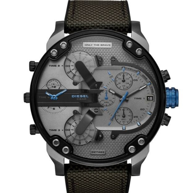 Diesel Mr Daddy 2.0 Chronograph Grey Dial Black Nylon Strap Watch For Men - DZ7420 Buy Now By Diesel