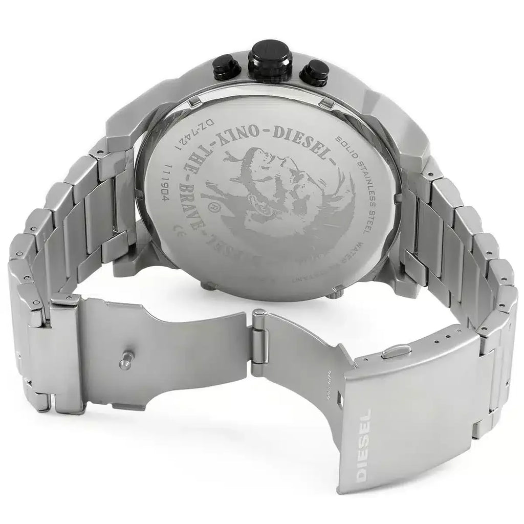 Diesel Mr. Daddy Chronograph Silver Dial Silver Steel Strap Watch For Men - DZ7421 Buy Now By Diesel