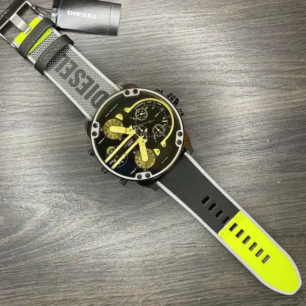Diesel Mr. Daddy 2.0 Chronograph Black Dial Grey Nylon Strap Watch For Men - DZ7429 Buy Now By Diesel