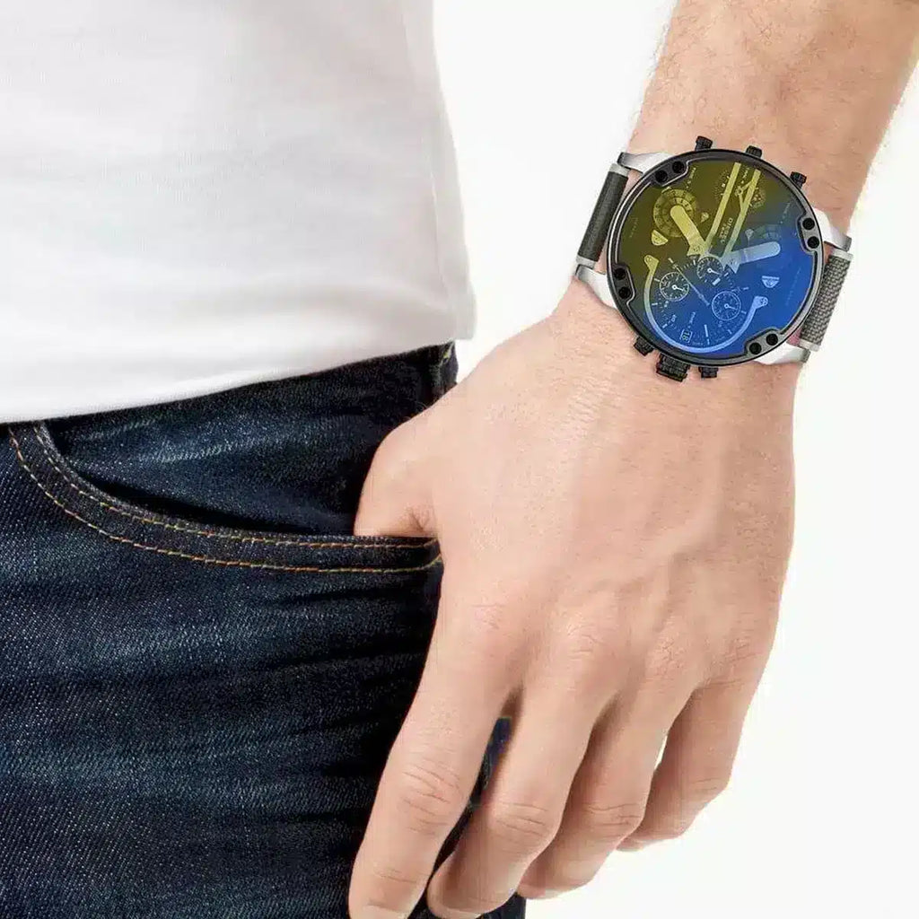 Diesel Mr. Daddy 2.0 Chronograph Black Dial Grey Nylon Strap Watch For Men - DZ7429 Buy Now By Diesel