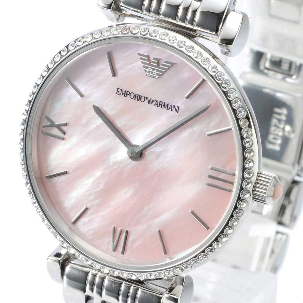 Emporio Armani Gianni T Bar Pink Mother of Pearl Dial Silver Steel Strap Watch For Women - AR1779 Buy Now By Emporio Armani