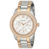 Bulova Crystal Collection Silver Dial Two Tone Steel Strap Watch for Women - 98N100 Buy Now By Bulova