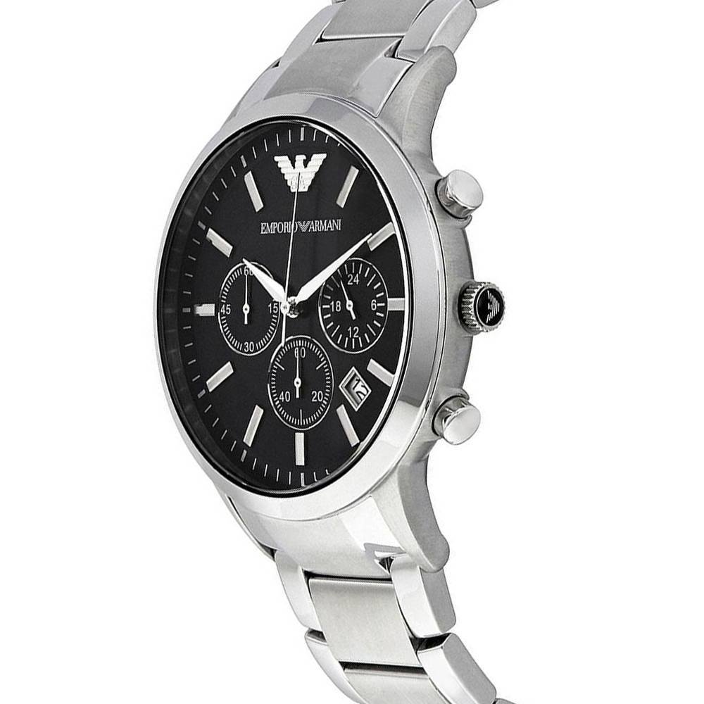 Emporio Armani Classic Chronograph Black Dial Silver Steel Strap Watch For Men - AR2434 Buy Now By Emporio Armani