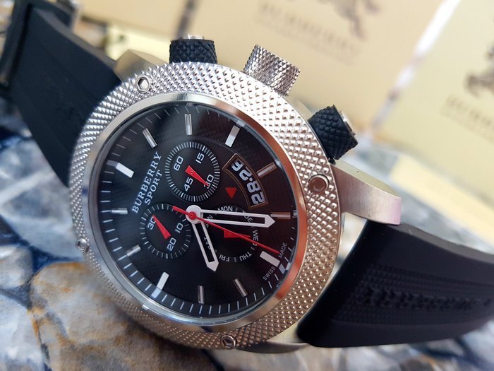 Burberry Endurance Sport Chronograph Black Dial Black Rubber Strap Watch for Men - BU7700 Buy Now By Burberry