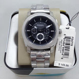 Fossil Machine Chronograph Black Dial Silver Steel Strap Watch for Men - FS4776