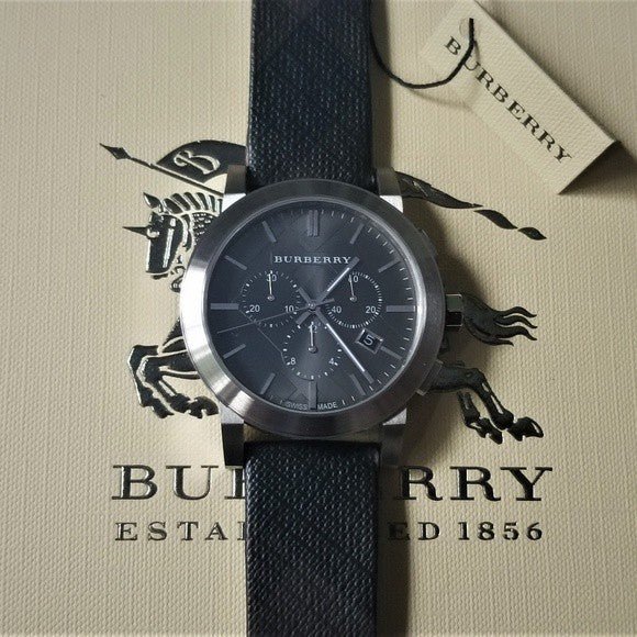 Burberry The City Grey Dial Black Leather Strap Watch for Men - BU9359 Buy Now By Burberry