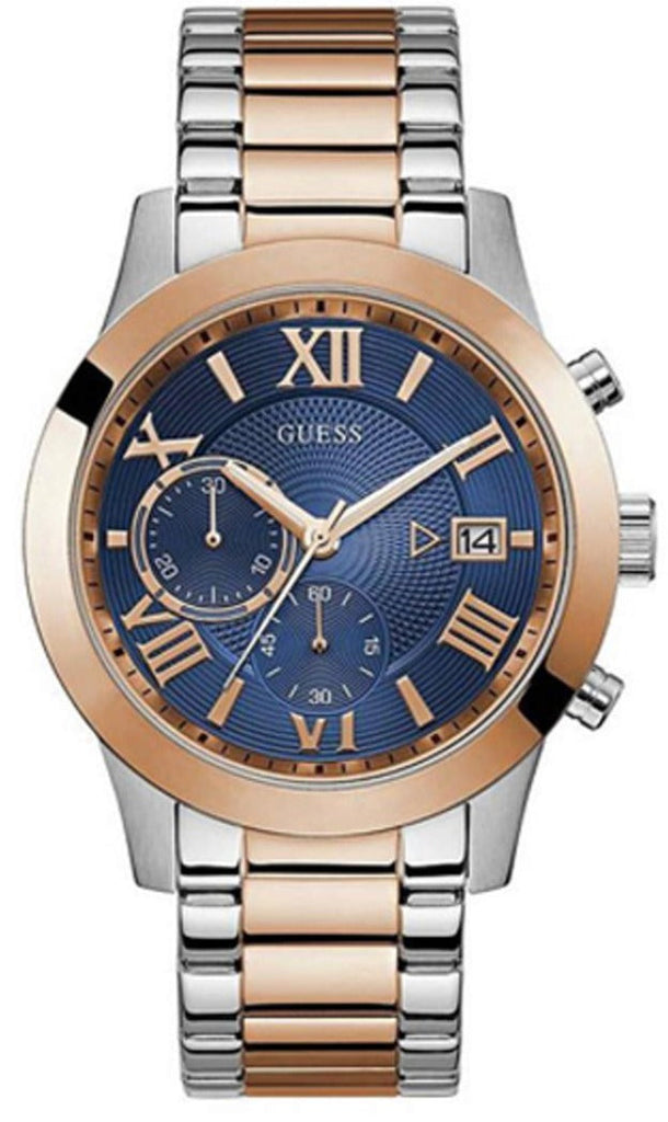 Guess Atlas Chronograph Blue Dial Two Tone Steel Strap Watch for Men - W0668G6 Buy Now By Guess