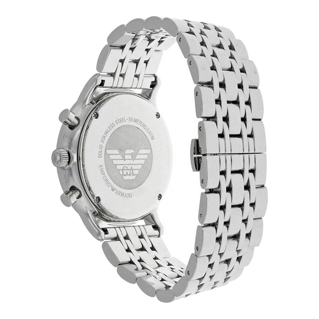 Emporio Armani Chronograph Black Dial Silver Steel Strap Watch For Men - AR0389 Buy Now By Emporio Armani