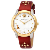 Versace Audrey Quartz Silver Dial Red Leather Strap Watch for Women - VELR00219 Buy Now By Versace
