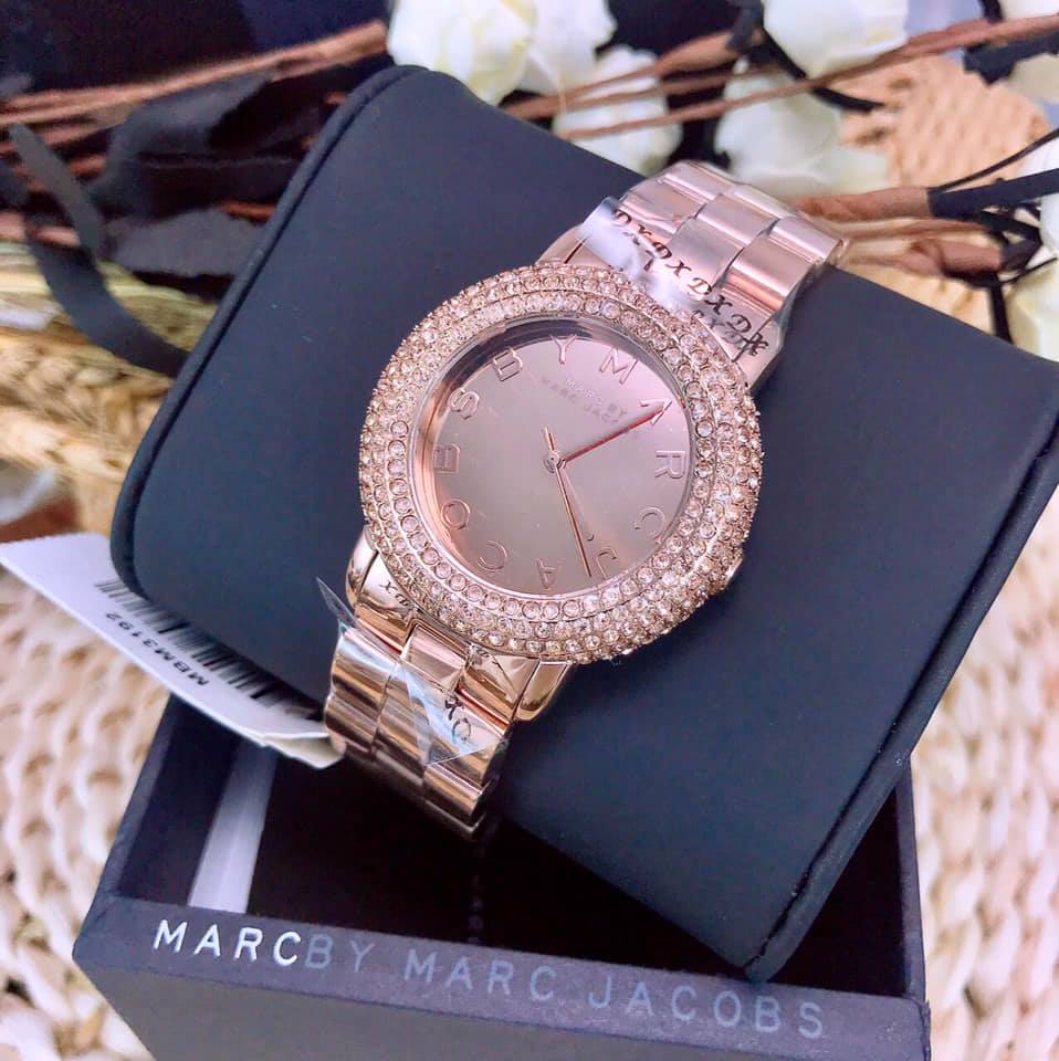 Marc Jacobs Marci Crystals Rose Gold Dial Rose Gold Steel Strap Watch for Women - MBM3192 Buy Now By Marc Jacobs