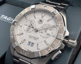 Tag Heuer Aquaracer Chronograph White Dial Silver Steel Strap Watch for Men - WAY111Y.BA0928 Buy Now By Tag Heuer