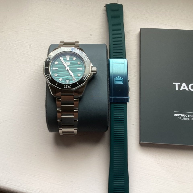 Tag Heuer Aquaracer Professional 300 Automatic Diamonds Green Dial Silver Steel Strap Watch for Women - WBP231K.BA0618 Buy Now By Tag Heuer