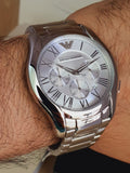 Emporio Armani Valente Chronograph Silver Dial Silver Steel Strap Watch For Men - AR11081 Buy Now By Emporio Armani