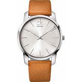 Calvin Klein City Silver Dial Orange Leather Strap Watch for Women - K2G231G6 Buy Now By Calvin Klein