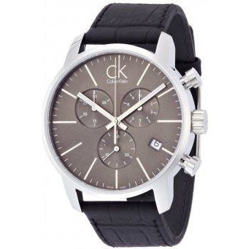 Calvin Klein City Chronograph Black Dial Black Leather Strap Watch for Men - K2G271C3 Buy Now By Calvin Klein