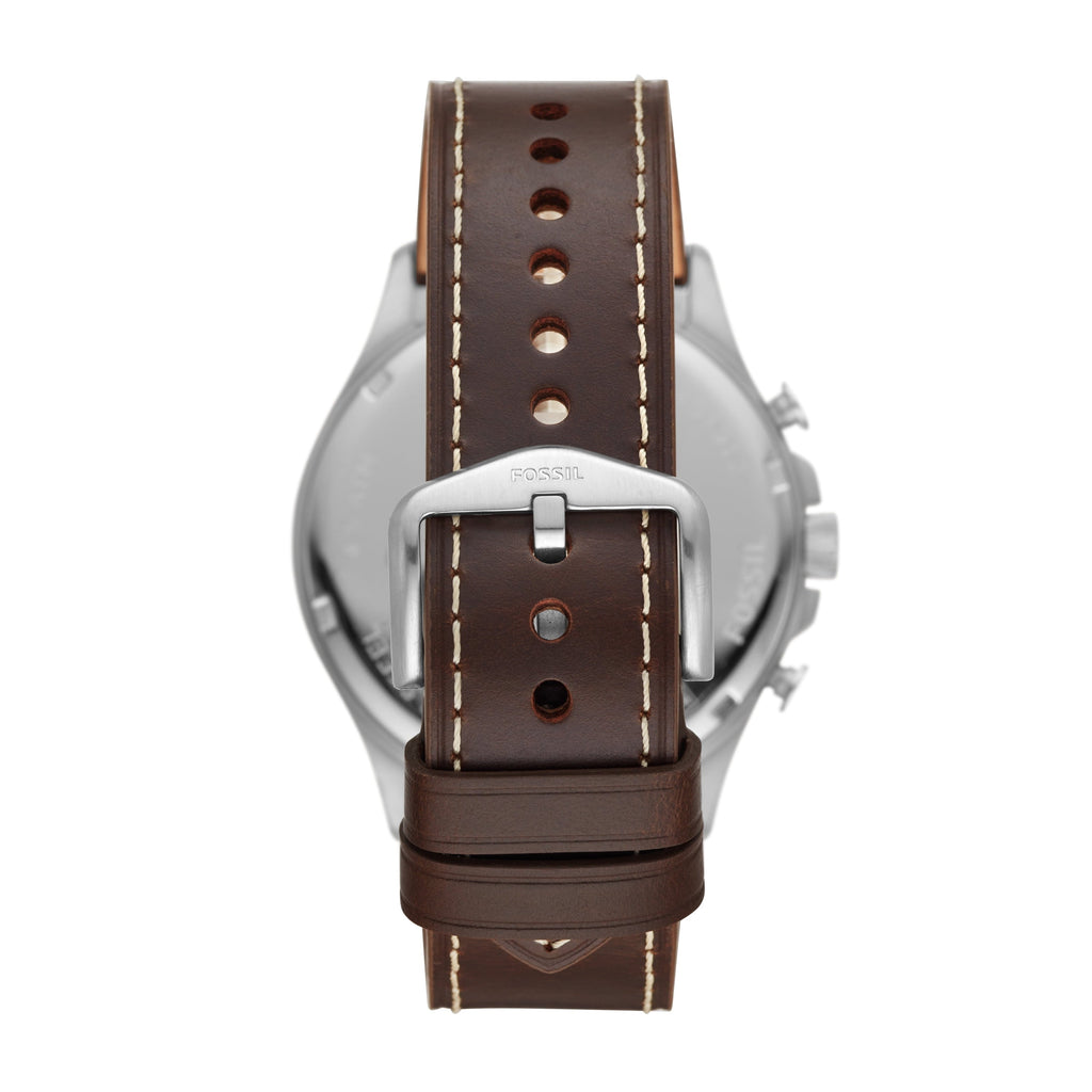 Fossil Forrester Chronograph White Dial Brown Leather Strap Watch for Men - FS5696 Buy Now By Fossil