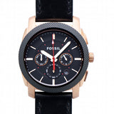 Fossil Machine Chronograph Black Dial Black Leather Strap Watch for Men - FS5120 Buy Now By Fossil