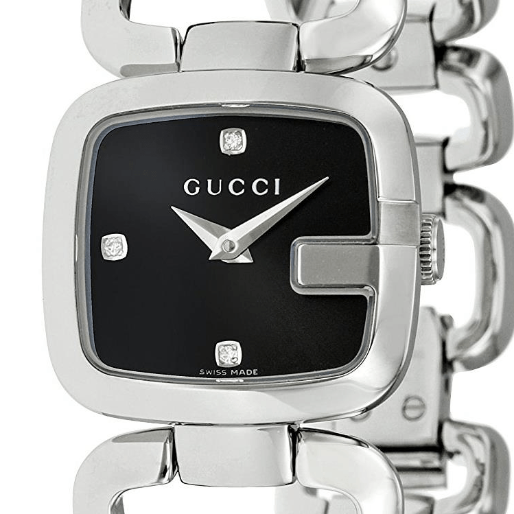 Gucci G Diamonds Black Dial Silver Steel Strap Watch For Women - YA125509 Buy Now By Gucci